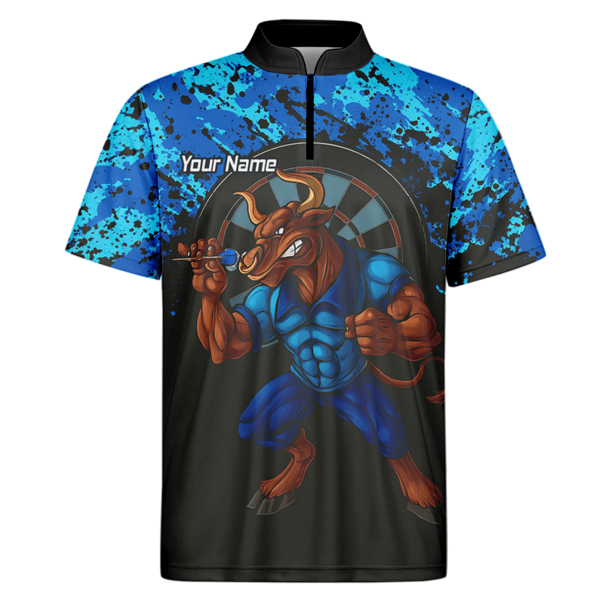 Personalisiertes Darts Poloshirt für Herren – Blau - Schwarz Splatter - Design Q5112 - Outfitsuche