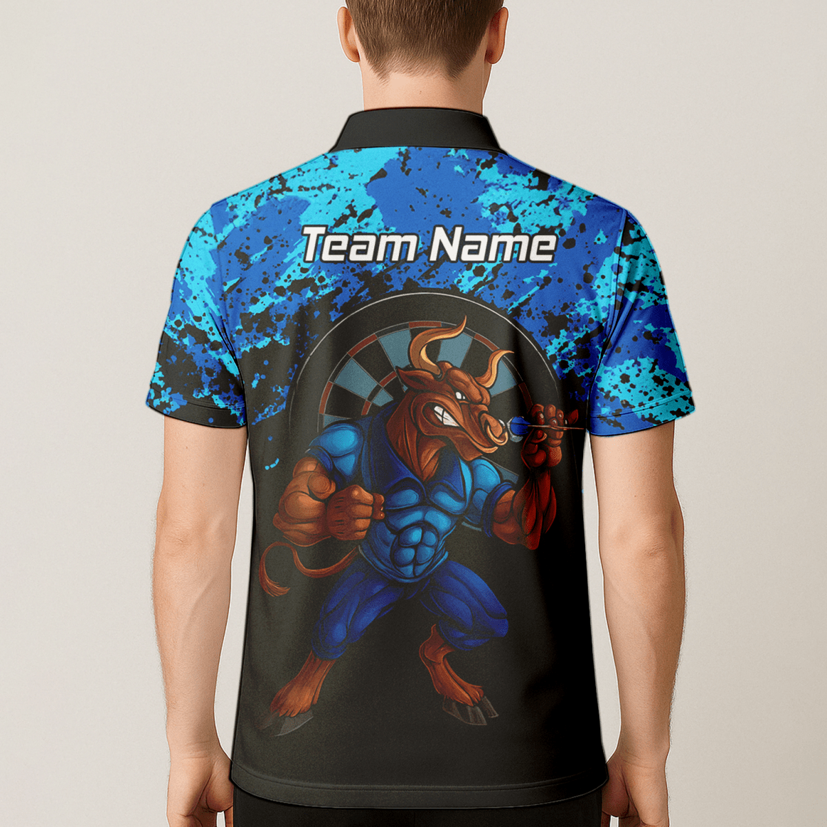 Personalisiertes Darts Poloshirt für Herren – Blau - Schwarz Splatter - Design Q5112 - Outfitsuche