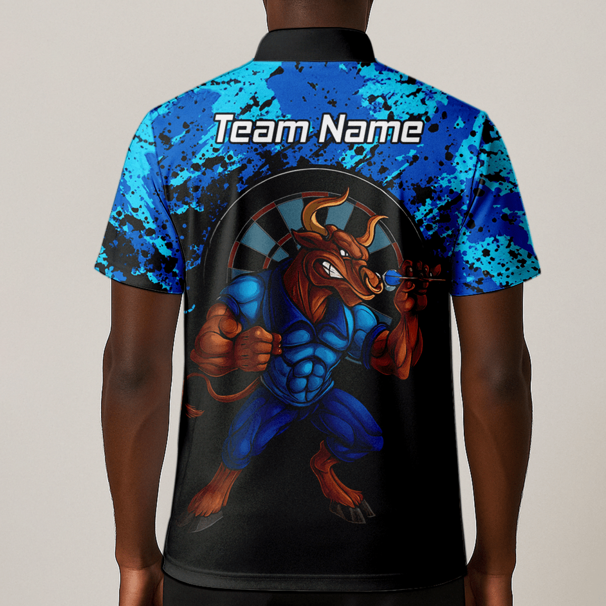 Personalisiertes Darts Poloshirt für Herren – Blau - Schwarz Splatter - Design Q5112 - Outfitsuche