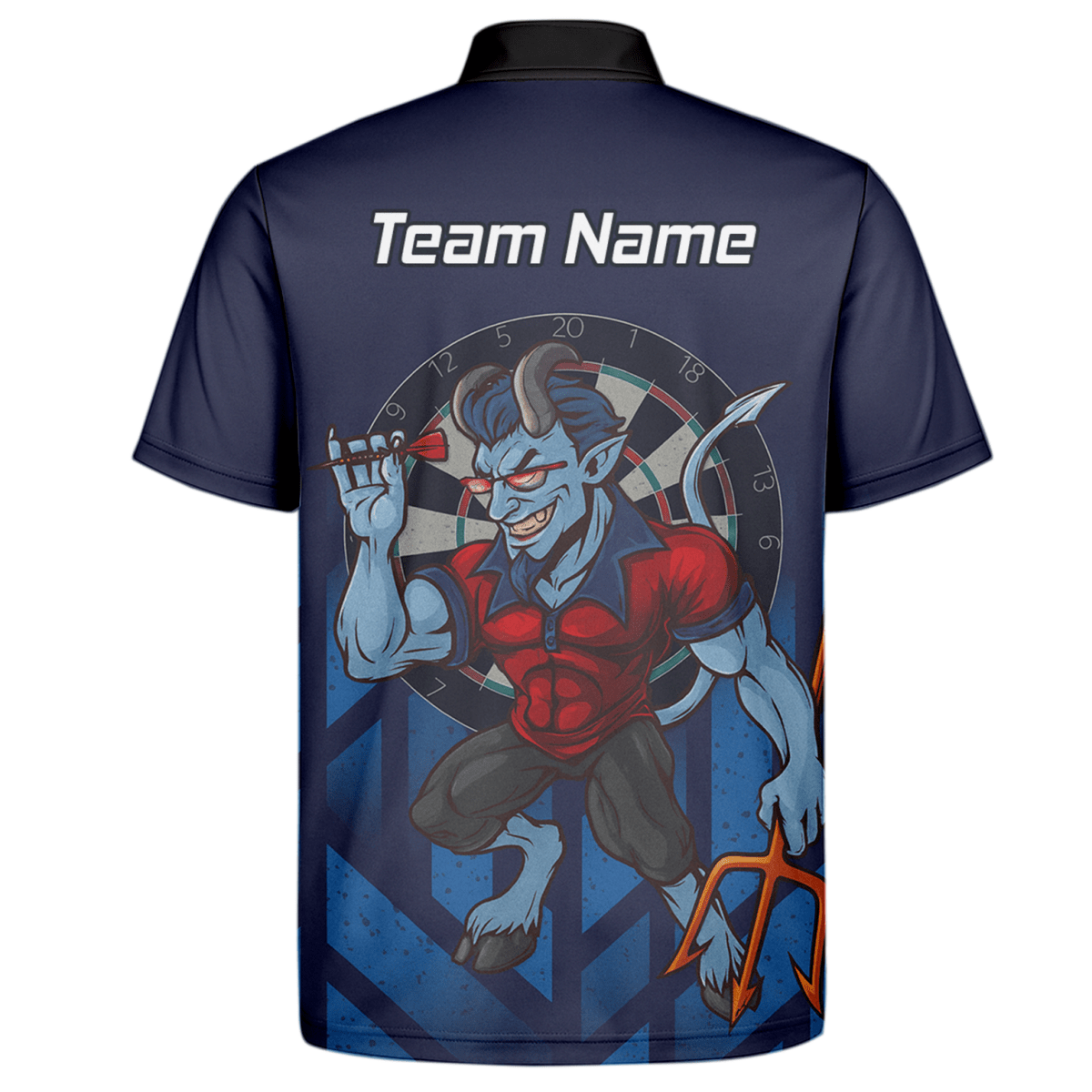 Personalisiertes Darts - Poloshirt für Herren – Frecher Blauer Teufel Motiv – Marineblau Rot S4696 - Outfitsuche