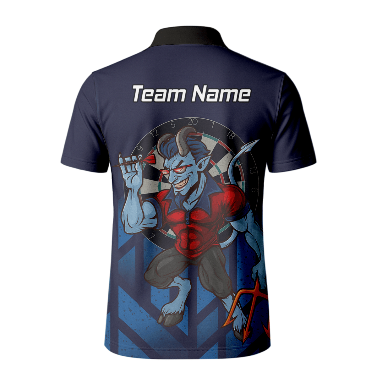 Personalisiertes Darts - Poloshirt für Herren – Frecher Blauer Teufel Motiv – Marineblau Rot S4696 - Outfitsuche