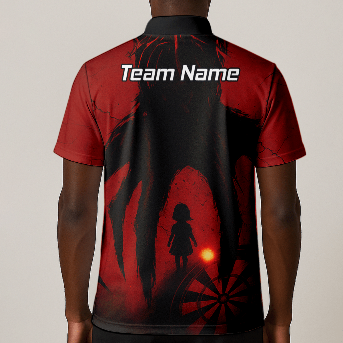 Personalisiertes Darts Poloshirt für Herren – Grunge Schattenkind Design in Rot Schwarz Z8203 - Outfitsuche