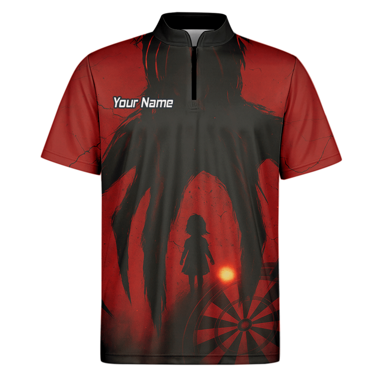 Personalisiertes Darts Poloshirt für Herren – Grunge Schattenkind Design in Rot Schwarz Z8203 - Outfitsuche