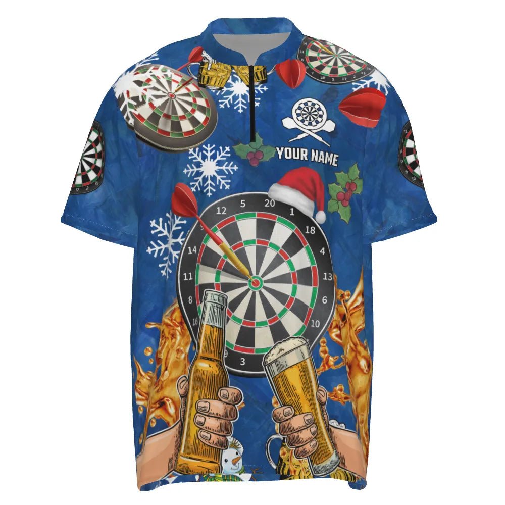 Personalisiertes Darts-Quarter-Zip-Shirt mit Darts und Bier, individuell anpassbare Weihnachts-Darttrikots für Männer A617 z - Outfitsuche