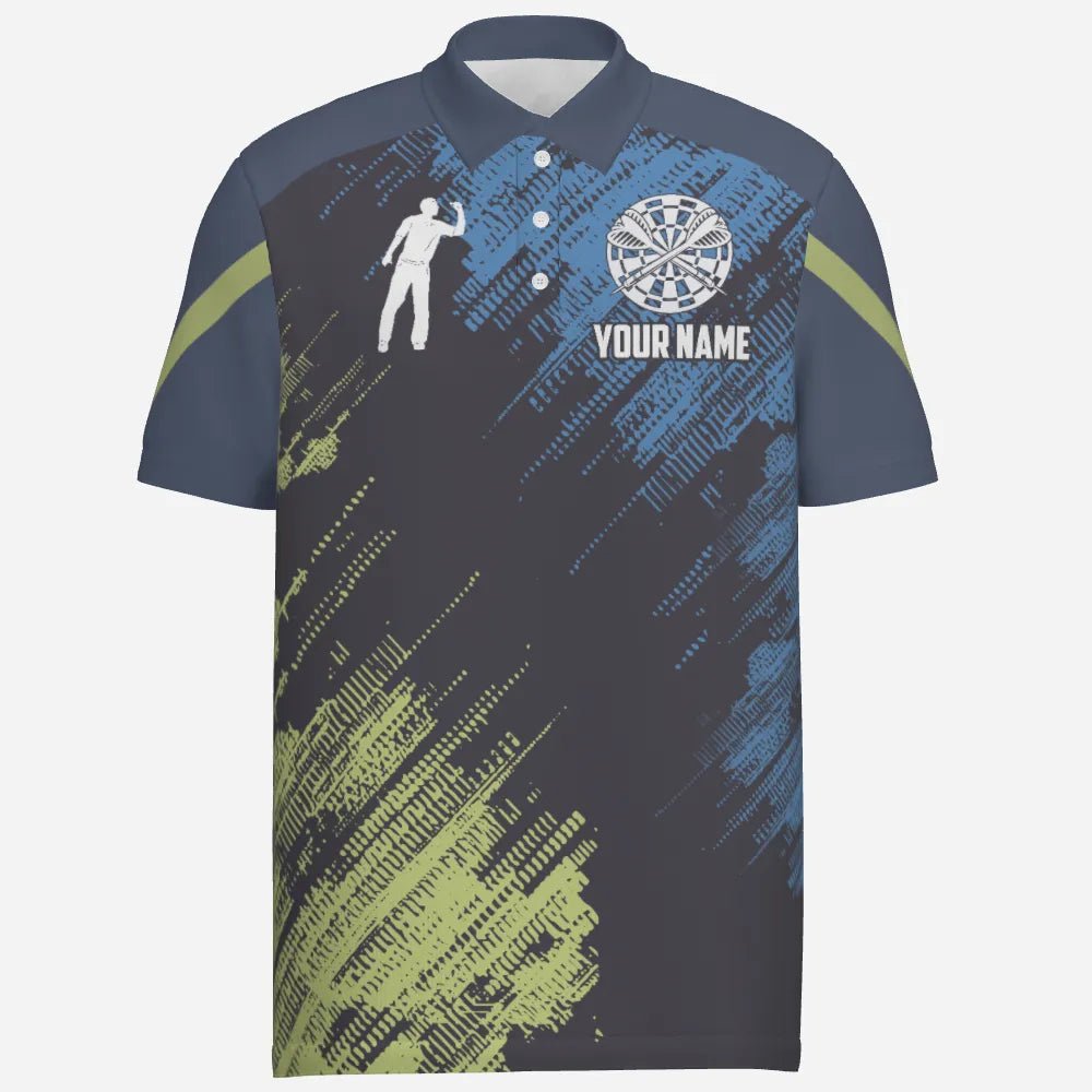 Personalisiertes Darts Sport Style Polo Shirt in Grün und Blau für Herren, Darts Trikot N335 - Outfitsuche