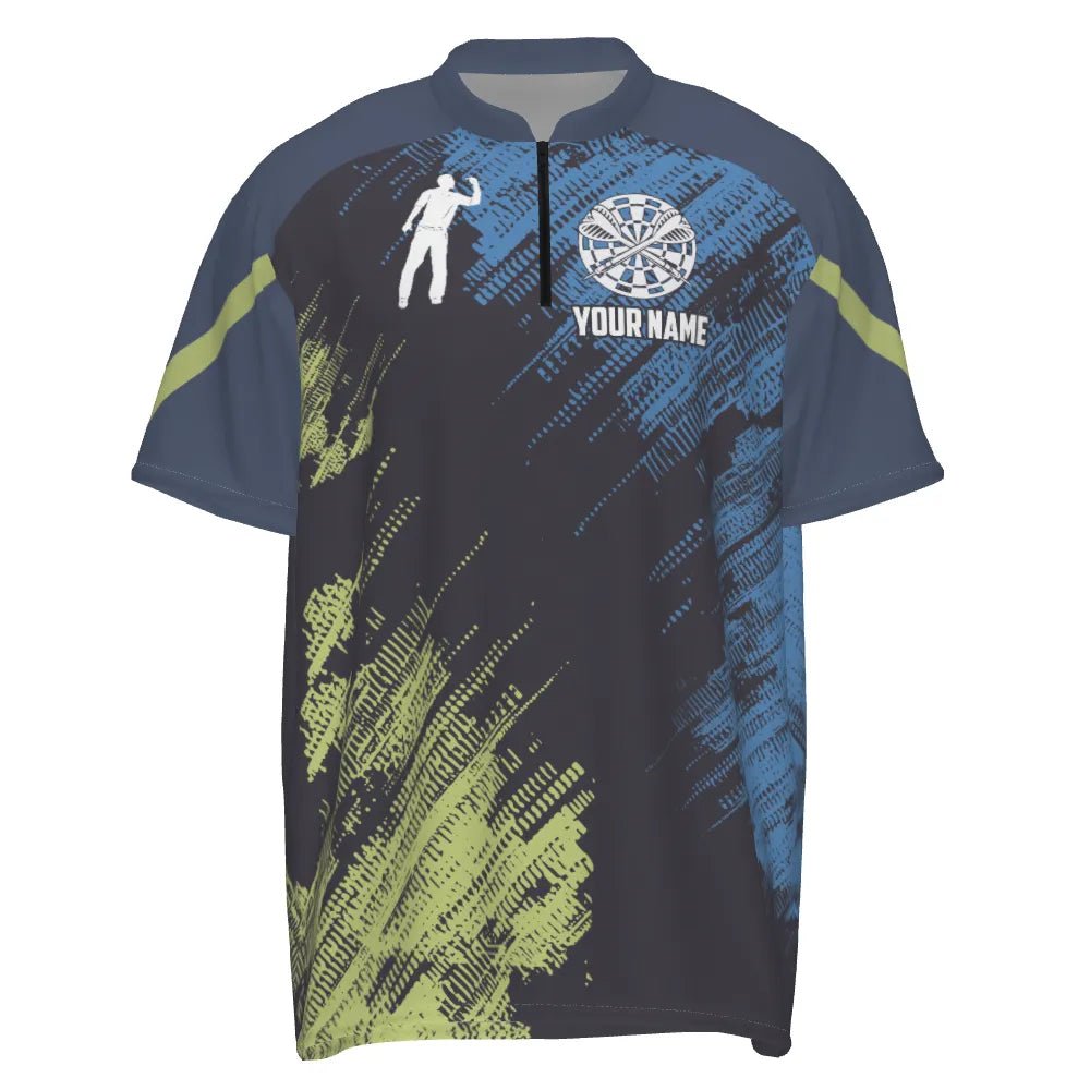 Personalisiertes Darts Sport Style Polo Shirt in Grün und Blau für Herren, Darts Trikot N335 - Outfitsuche