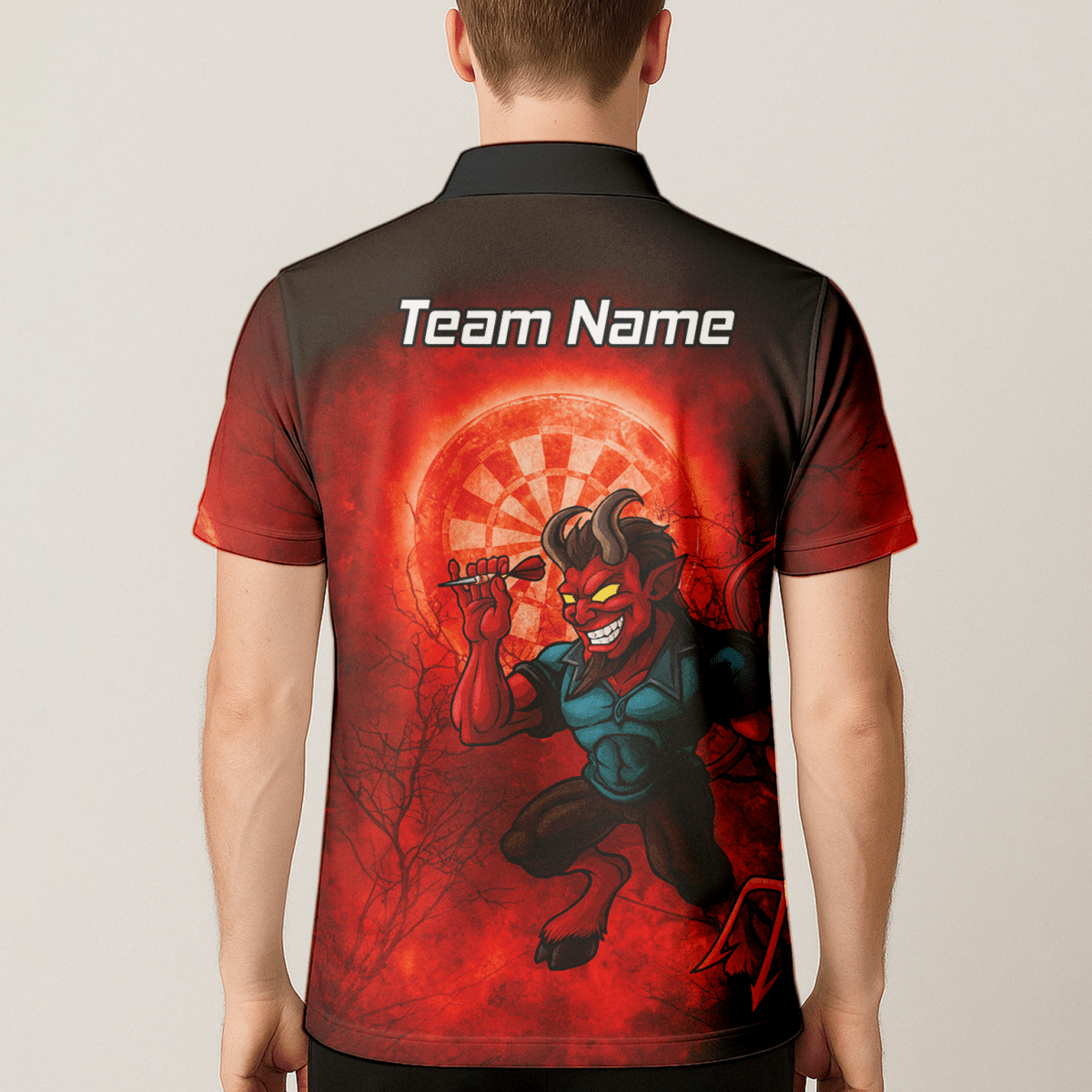 Personalisiertes Darts - Trikot „Feuriger Teufel“ Rot - Schwarz für Herren G0994 - Outfitsuche