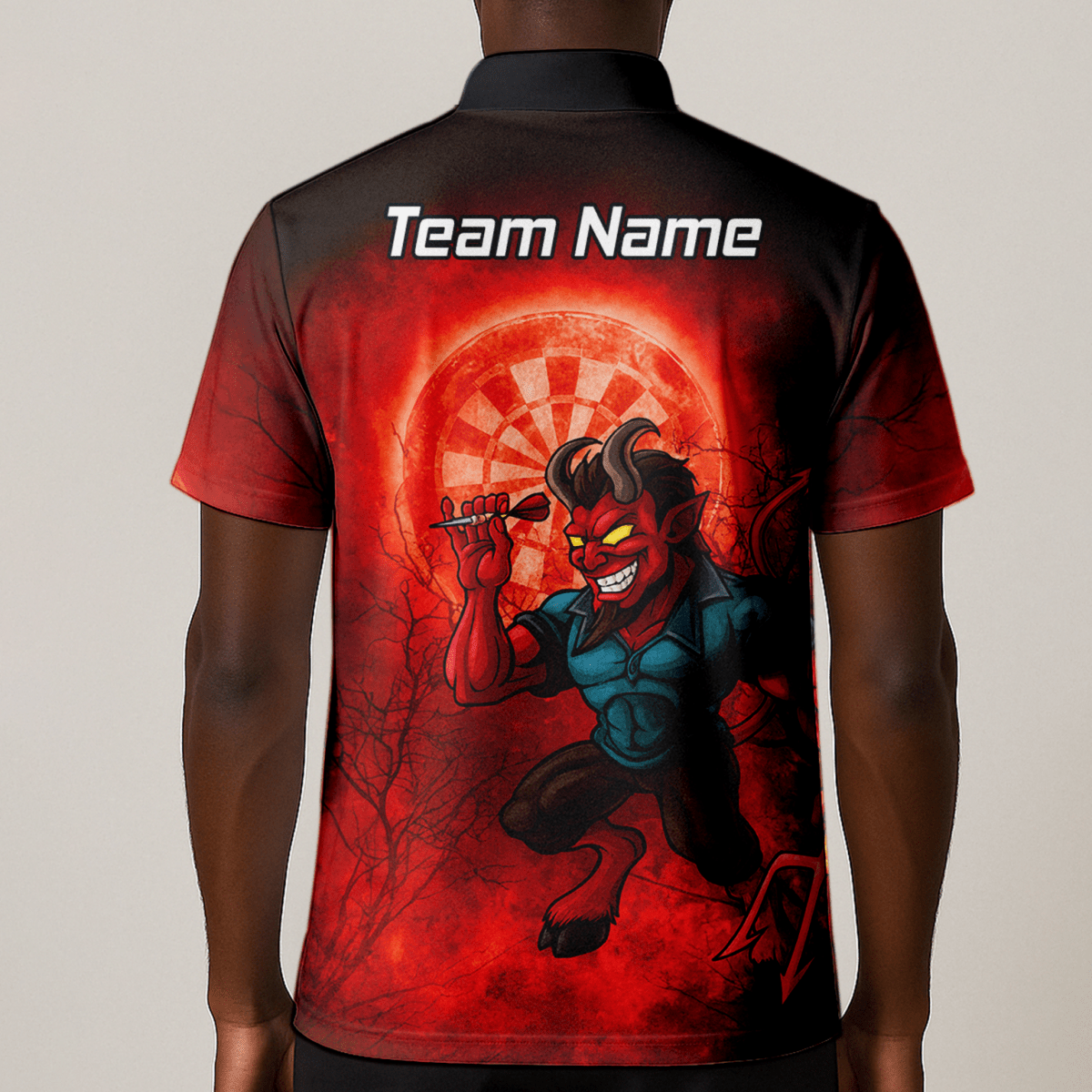 Personalisiertes Darts - Trikot „Feuriger Teufel“ Rot - Schwarz für Herren G0994 - Outfitsuche
