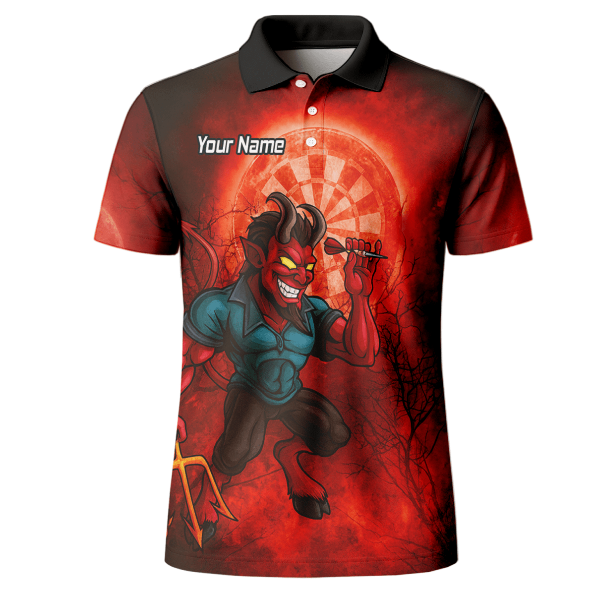 Personalisiertes Darts - Trikot „Feuriger Teufel“ Rot - Schwarz für Herren G0994 - Outfitsuche