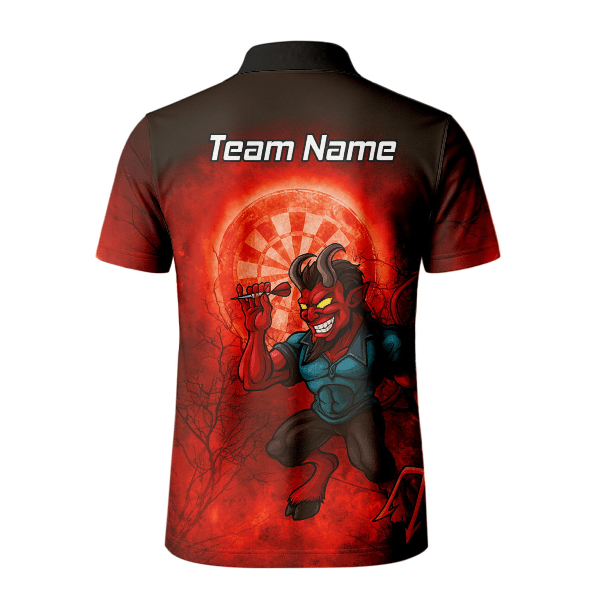 Personalisiertes Darts - Trikot „Feuriger Teufel“ Rot - Schwarz für Herren G0994 - Outfitsuche