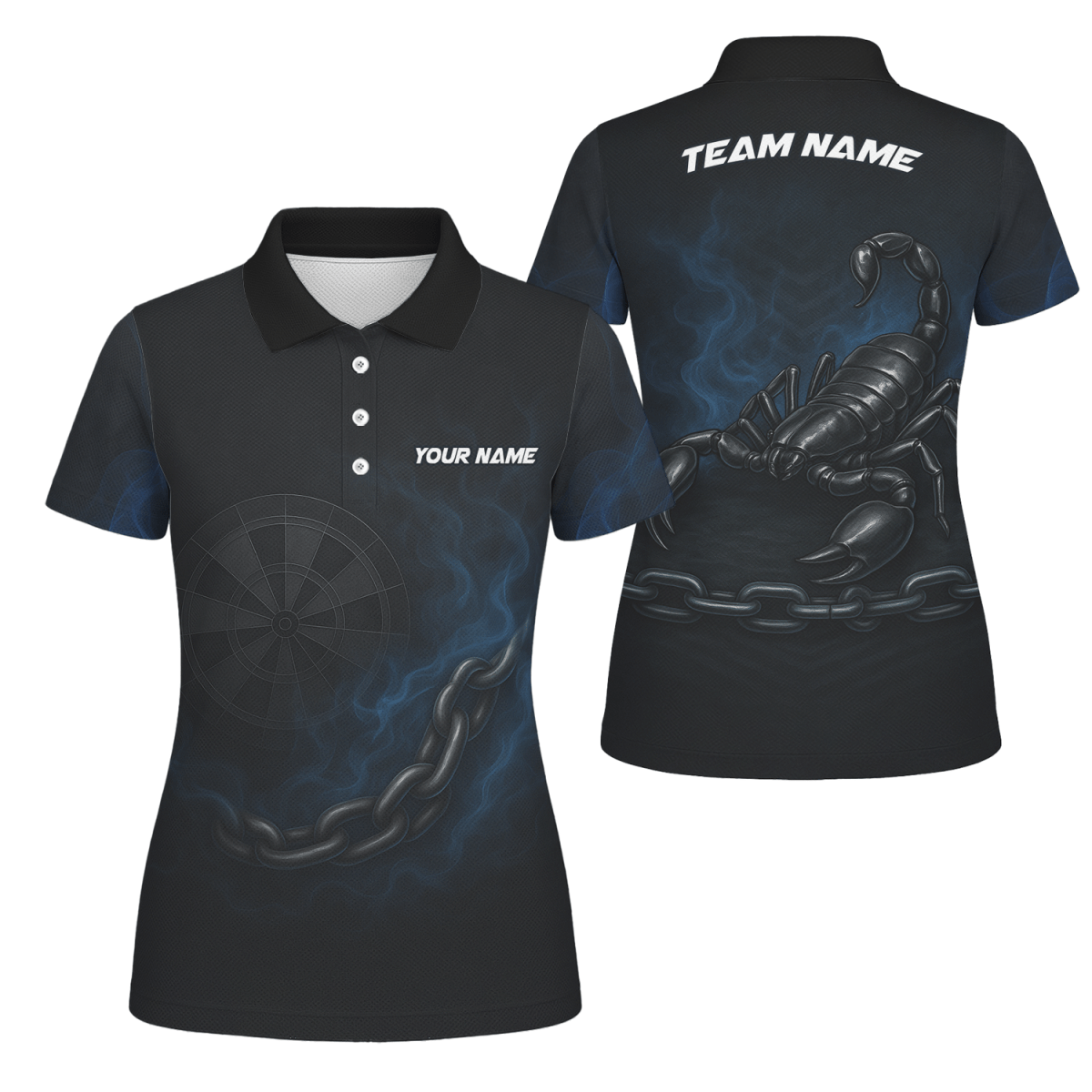 Personalisiertes Darts Trikot für Damen Skorpion Schwarz - Blau V9256 - Outfitsuche