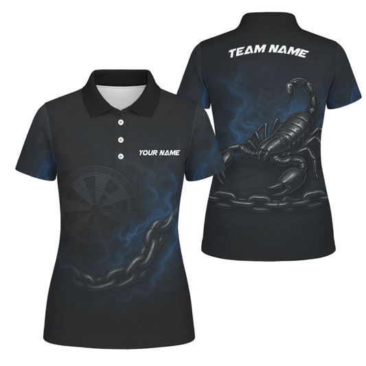Personalisiertes Darts Trikot für Damen Skorpion Schwarz - Blau V9256 - Outfitsuche