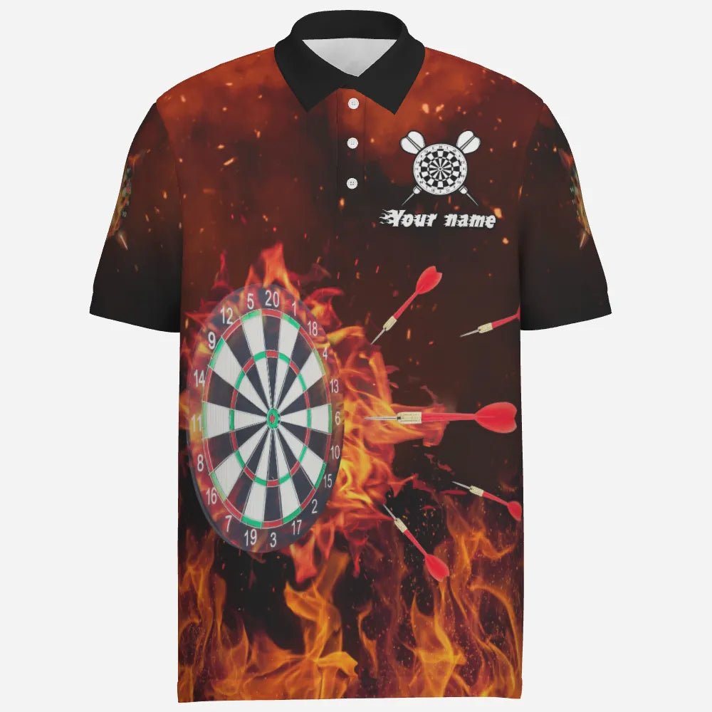 Personalisiertes Dartshirt für Herren, individuell anpassbares Polo-Shirt mit Feuerflammen-Motiv, Dart-Trikot für Männer Q861 - Outfitsuche