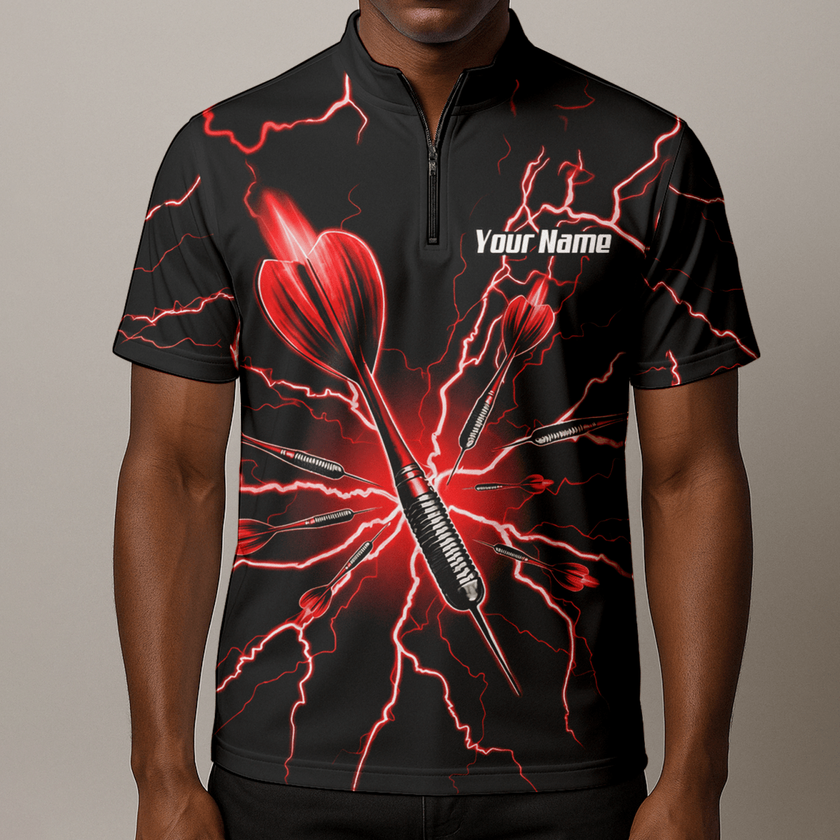 Personalisiertes Dartshirt Herren – Design Blitz Rot – Atmungsaktives Polo TR3032 - Outfitsuche