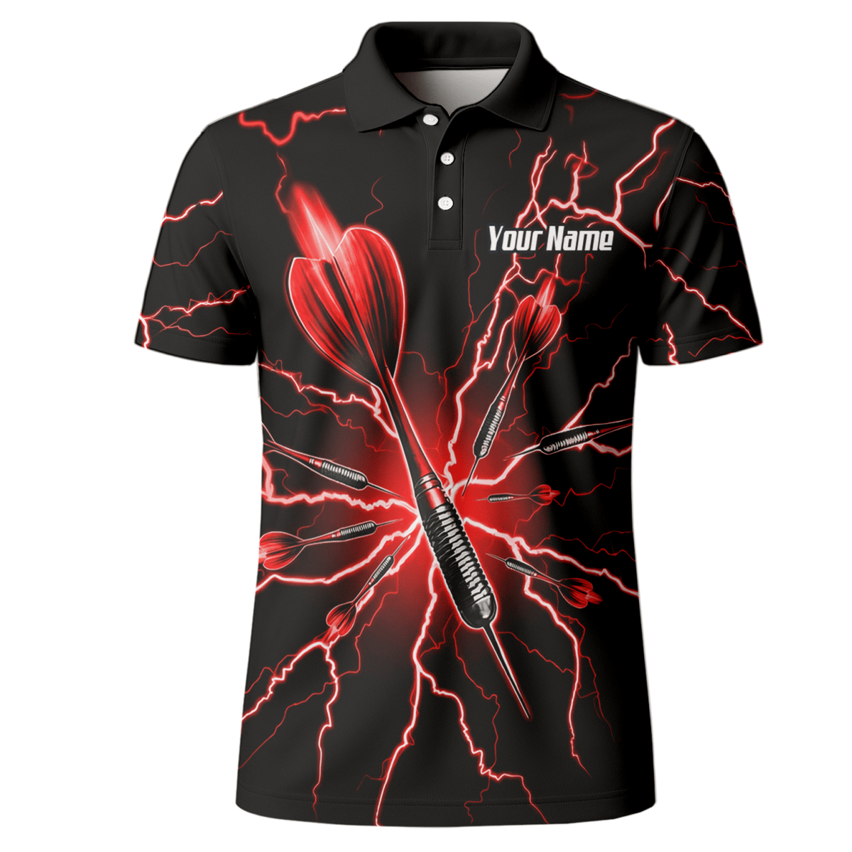 Personalisiertes Dartshirt Herren – Design Blitz Rot – Atmungsaktives Polo TR3032 - Outfitsuche