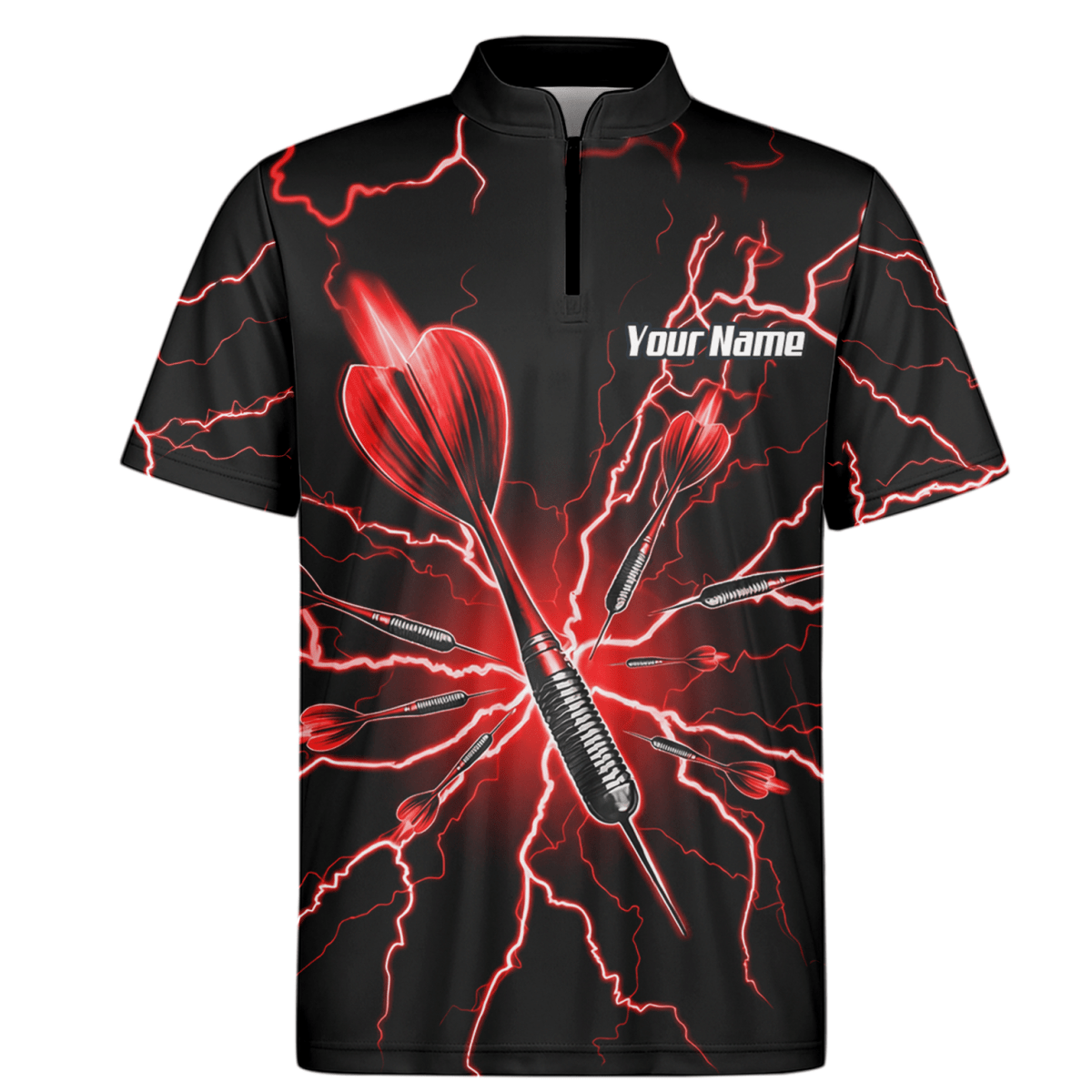 Personalisiertes Dartshirt Herren – Design Blitz Rot – Atmungsaktives Polo TR3032 - Outfitsuche