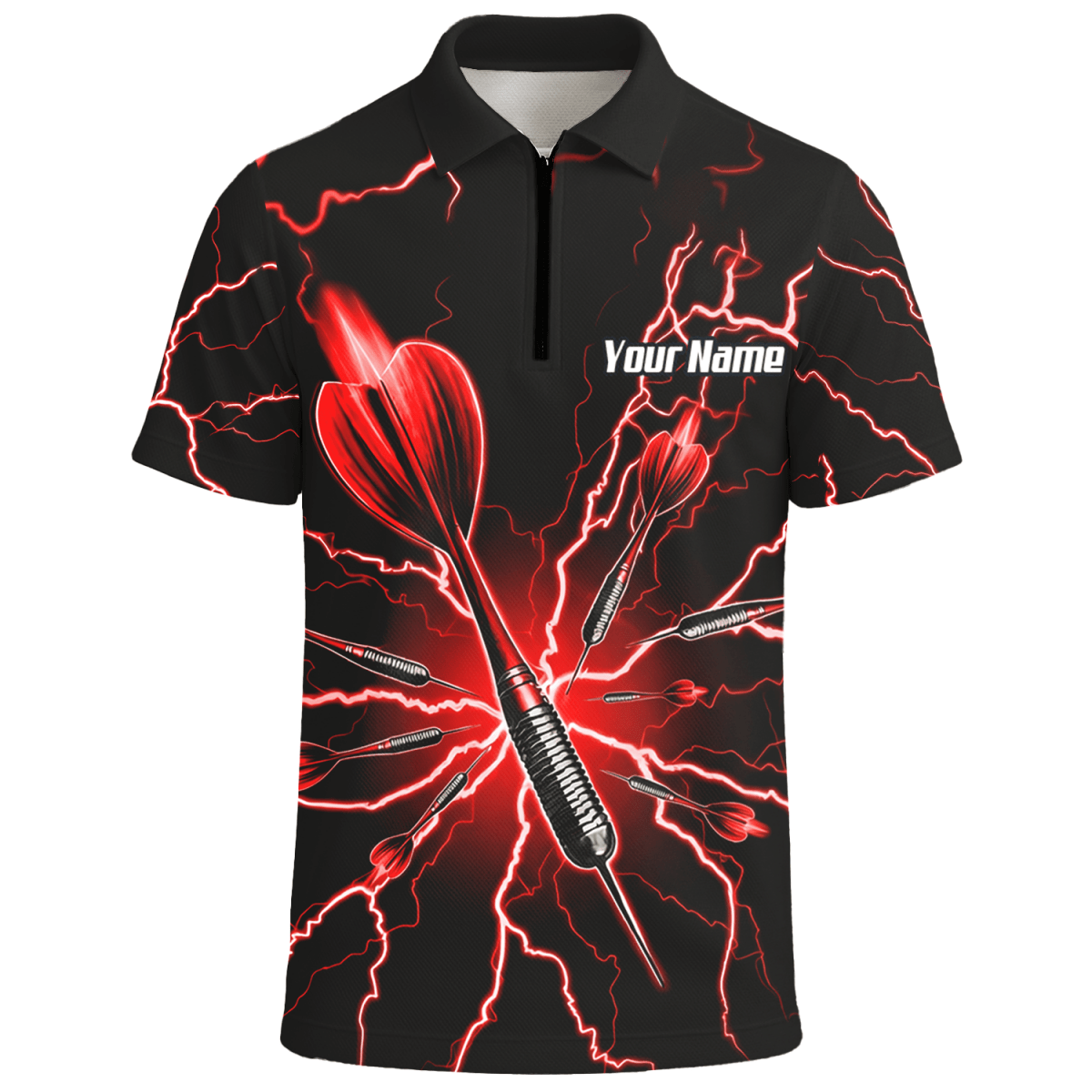 Personalisiertes Dartshirt Herren – Design Blitz Rot – Atmungsaktives Polo TR3032 - Outfitsuche