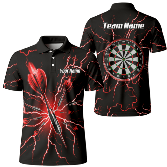 Personalisiertes Dartshirt Herren – Design Blitz Rot – Atmungsaktives Polo TR3032 - Outfitsuche