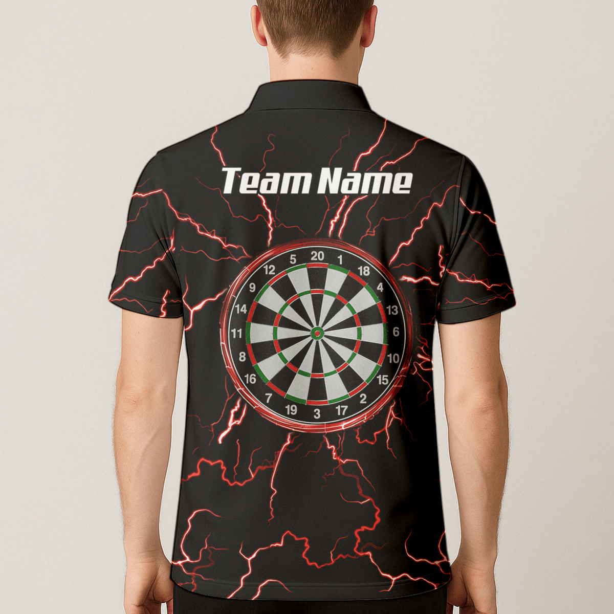 Personalisiertes Dartshirt Herren – Design Blitz Rot – Atmungsaktives Polo TR3032 - Outfitsuche