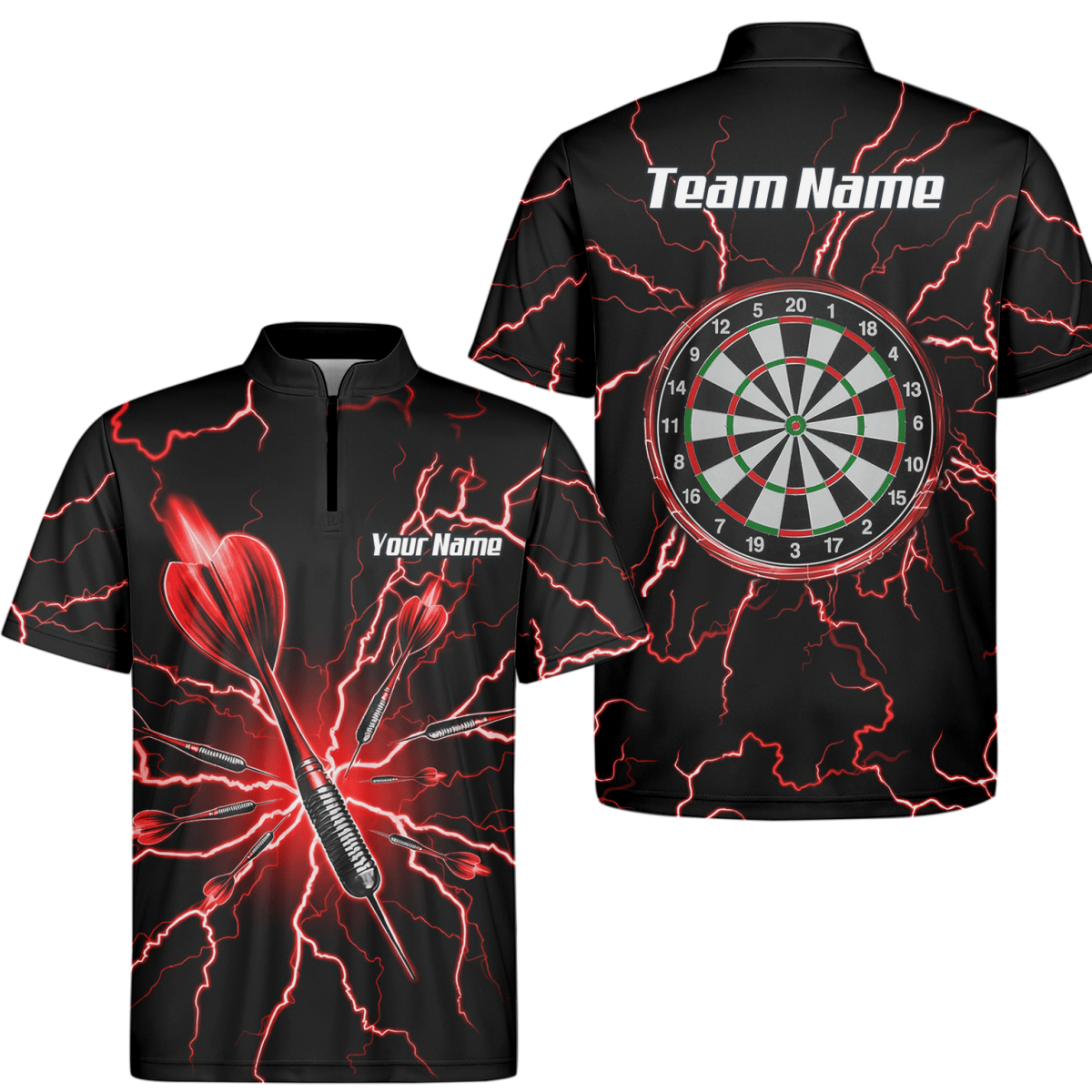 Personalisiertes Dartshirt Herren – Design Blitz Rot – Atmungsaktives Polo TR3032 - Outfitsuche