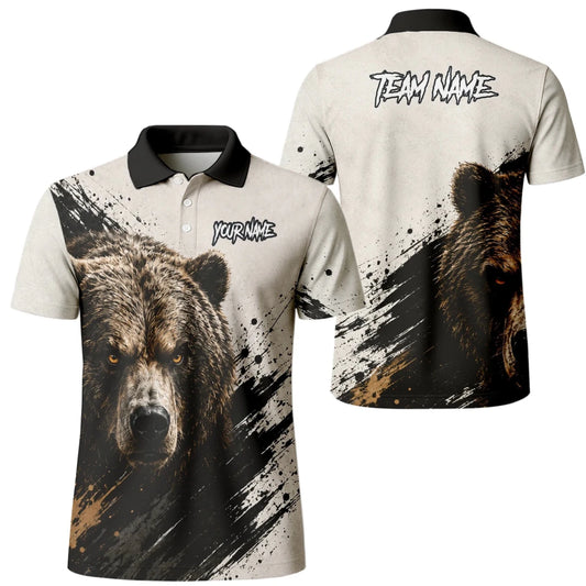 Personalisiertes Dartshirt mit weiß-schwarz-braunem Bären für Herren F926 - Outfitsuche