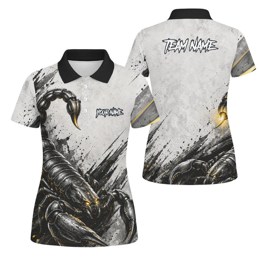 Personalisiertes Dartshirt mit weiß-schwarz-goldenem Skorpion für Damen S226 - Outfitsuche