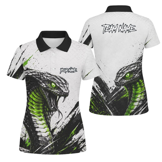 Personalisiertes Dartshirt mit weiß-schwarz-grüner Kobra für Damen A017 - Outfitsuche