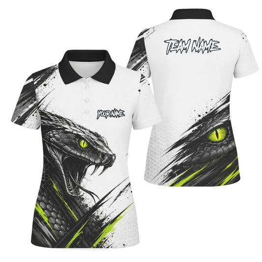 Personalisiertes Dartshirt mit weiß-schwarz-grüner Kobra für Damen I051 - Outfitsuche