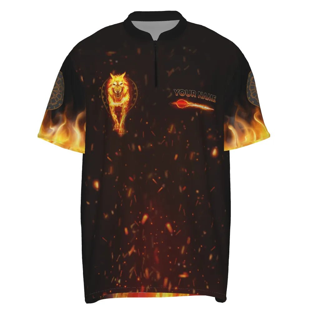 Personalisiertes Dartshirt mit Wolf-Motiv, All-Over-Print, 1/4 Zip, Darttrikot für Herren Spieler H7790 zip - Outfitsuche