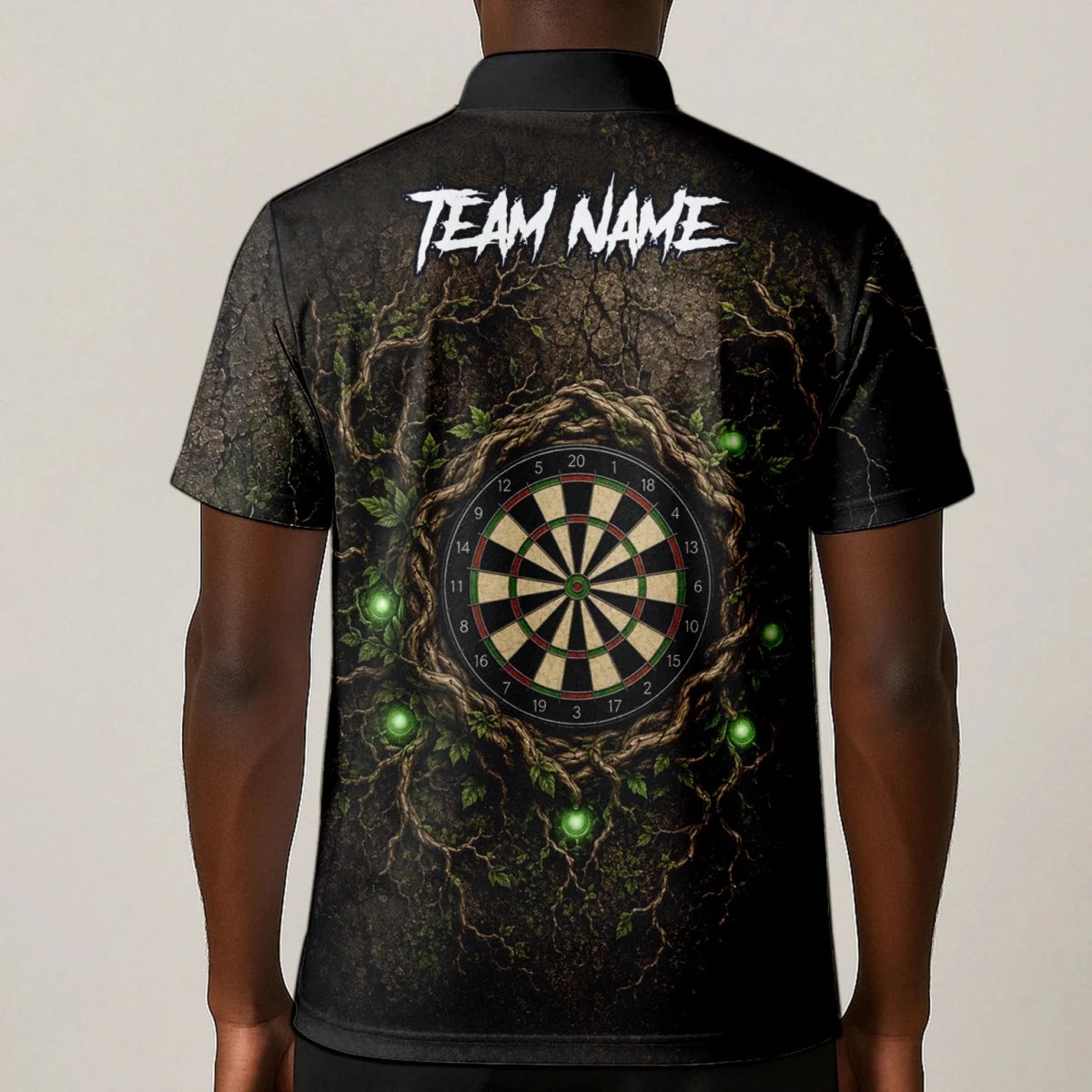Personalisiertes Dunkelgrünes Baumwesen-Dartboard Dartshirt für Herren C913 - Outfitsuche