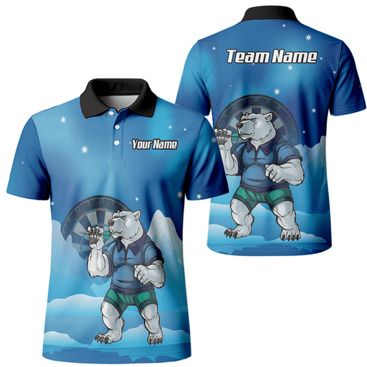 Personalisiertes Eisbär Dart - Trikot Arktisblau Polo mit Reißverschluss für Herren D3546 - Outfitsuche