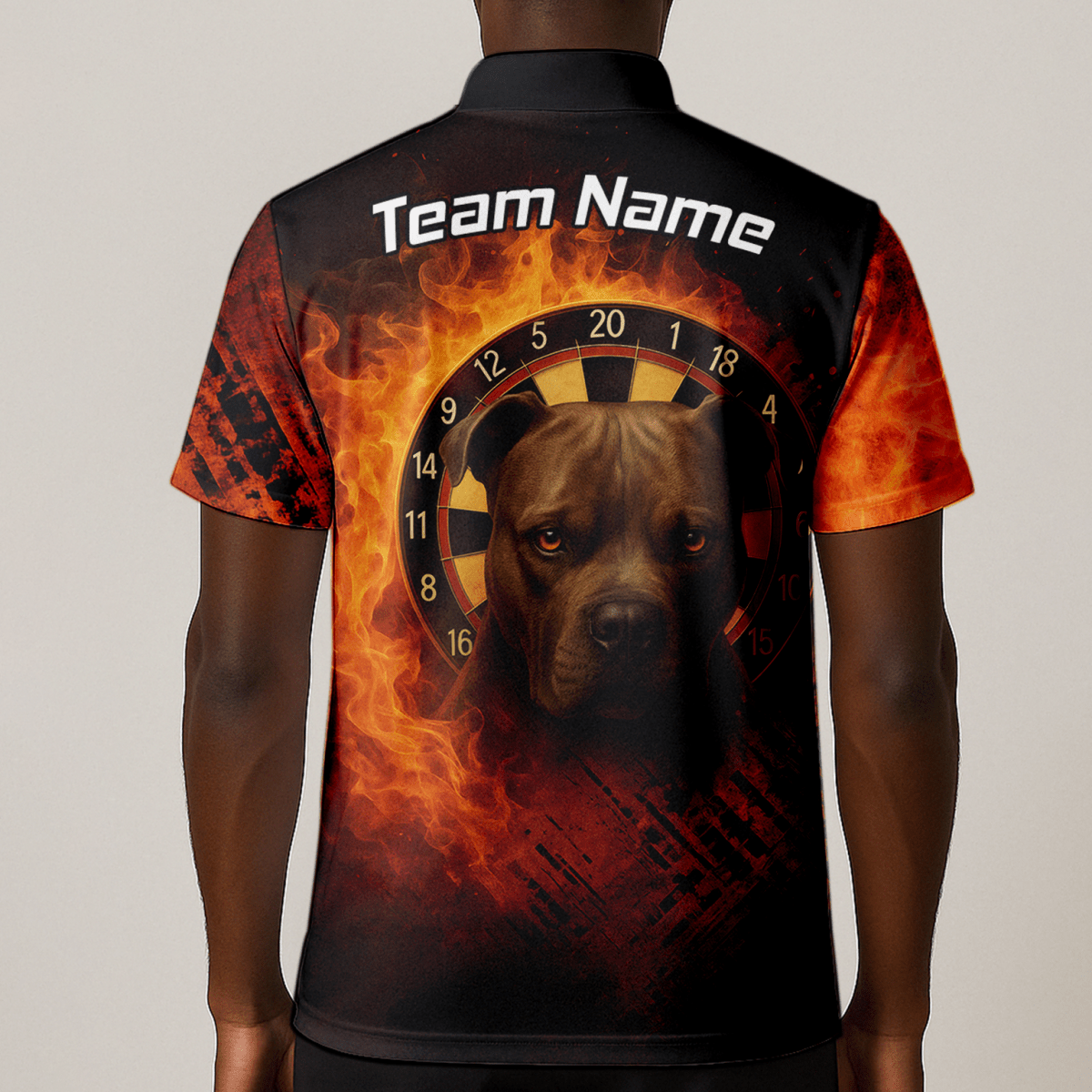 Personalisiertes Feuerhund - Dart - Poloshirt Schwarz - Orange für Herren X5692 - Outfitsuche