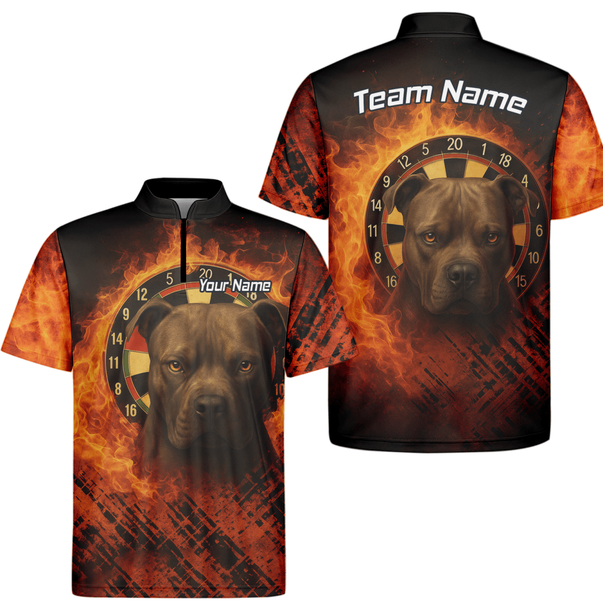 Personalisiertes Feuerhund - Dart - Poloshirt Schwarz - Orange für Herren X5692 - Outfitsuche