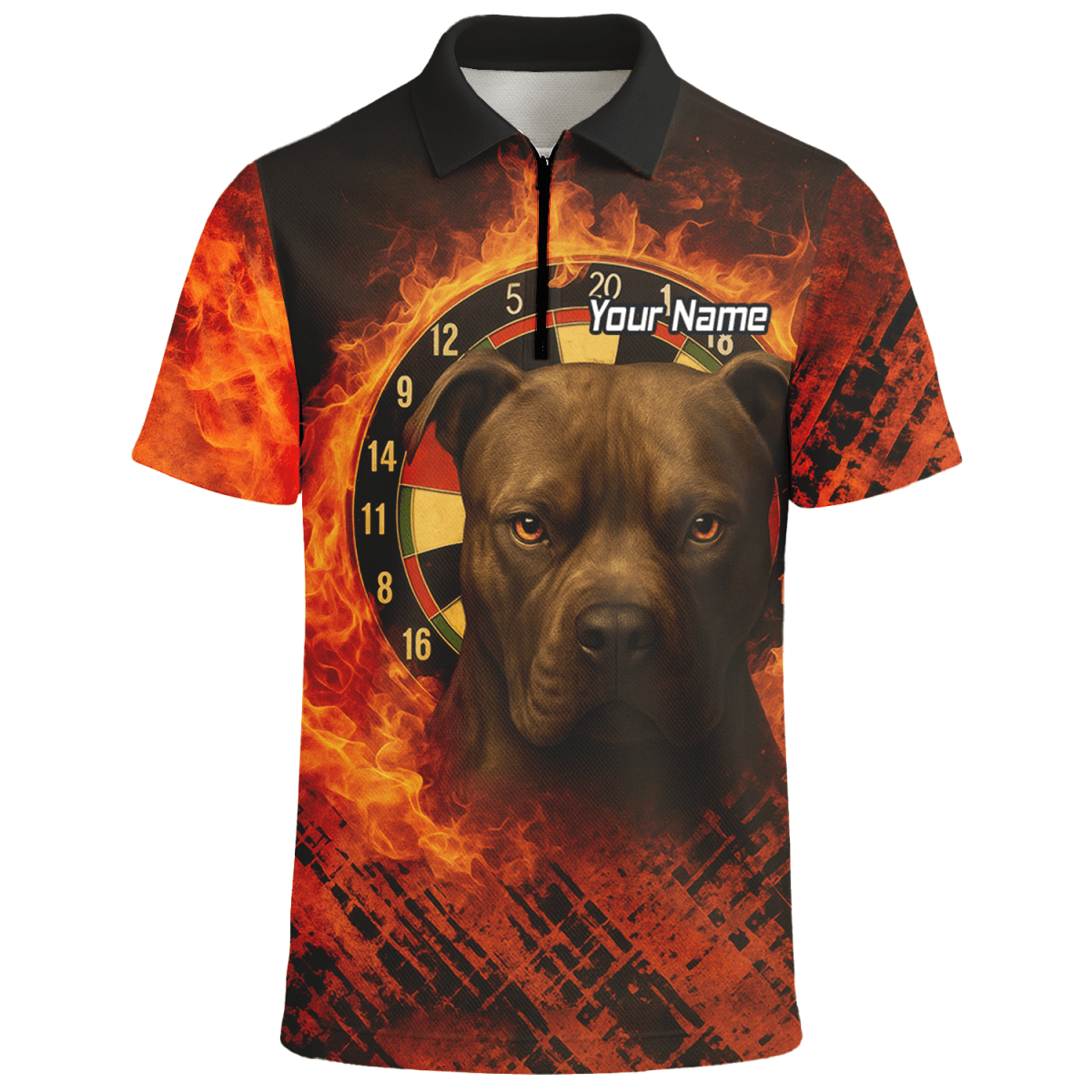 Personalisiertes Feuerhund - Dart - Poloshirt Schwarz - Orange für Herren X5692 - Outfitsuche