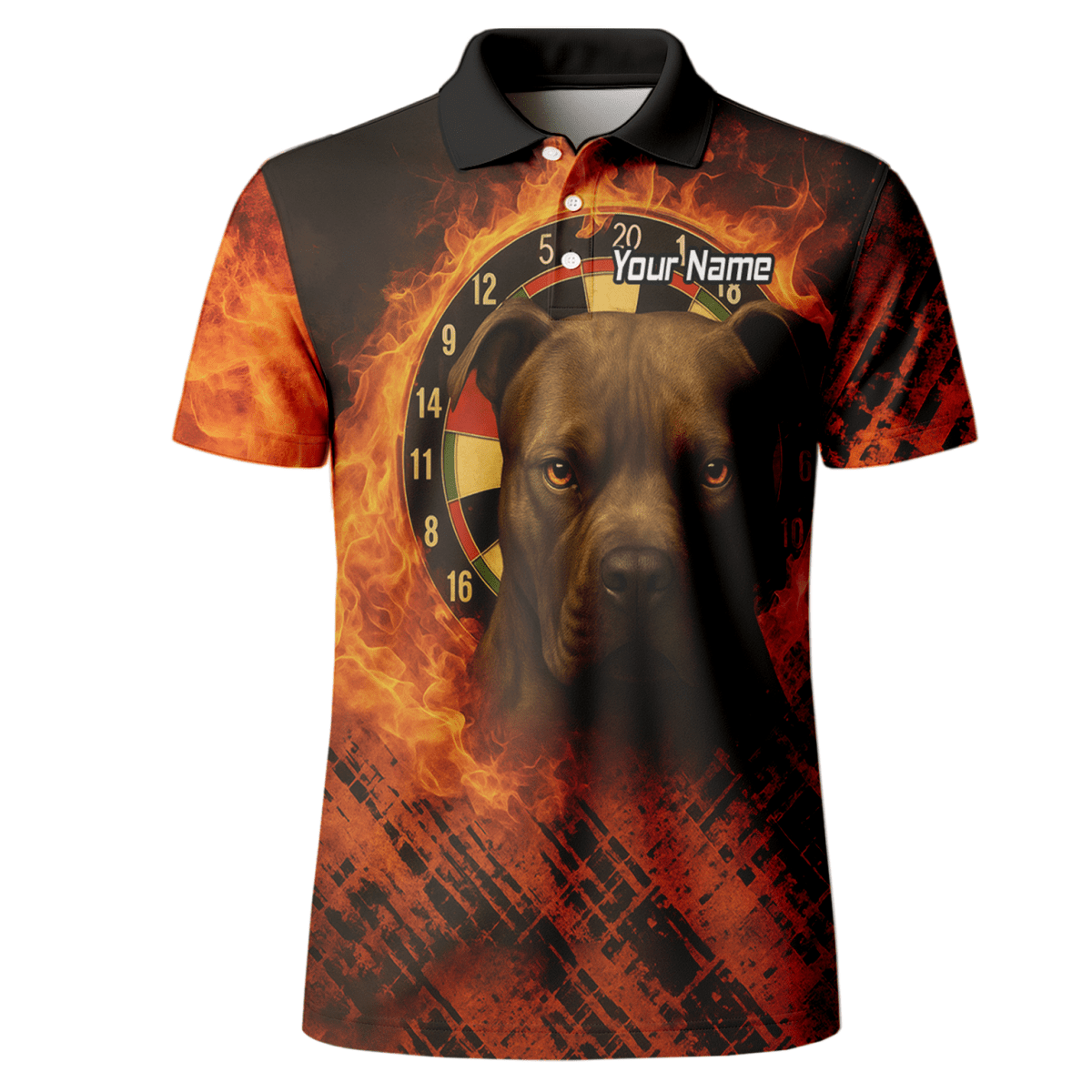 Personalisiertes Feuerhund - Dart - Poloshirt Schwarz - Orange für Herren X5692 - Outfitsuche