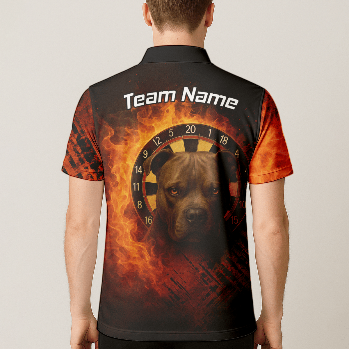 Personalisiertes Feuerhund - Dart - Poloshirt Schwarz - Orange für Herren X5692 - Outfitsuche