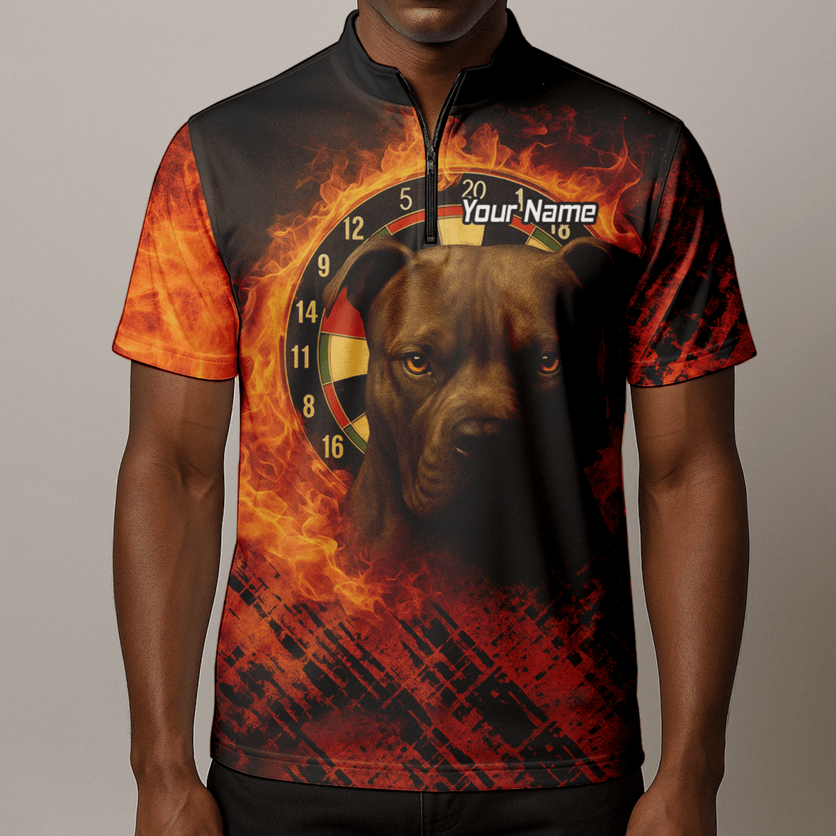Personalisiertes Feuerhund - Dart - Poloshirt Schwarz - Orange für Herren X5692 - Outfitsuche