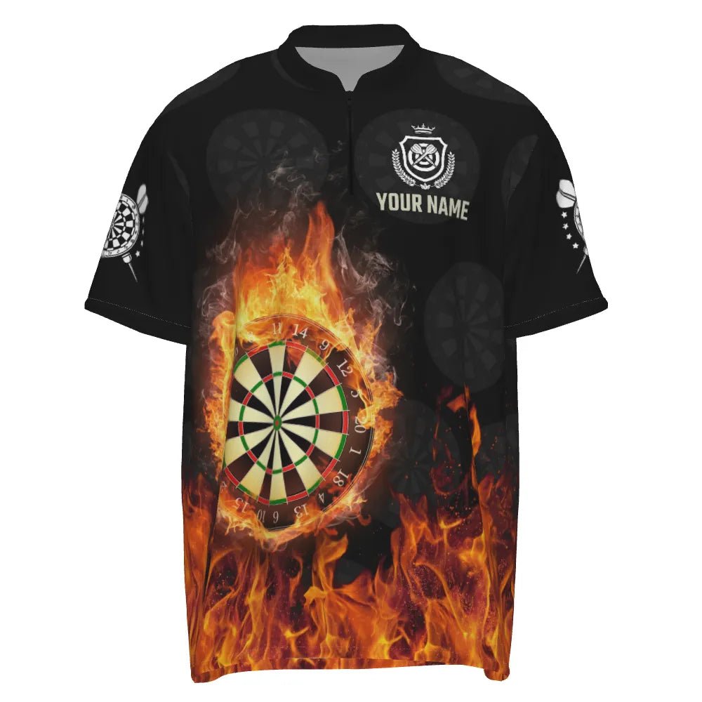 Personalisiertes Flammen Darts 1/4 Zip Shirt, individuell anpassbares Feuer-patriotisches Darts-Trikot für Herren O237 p - Outfitsuche