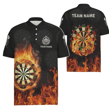 Personalisiertes Flammen Herren Darts Polo Shirt, individuell anpassbares Feuer-patriotisches Darts Trikot für Männer O237 - Outfitsuche