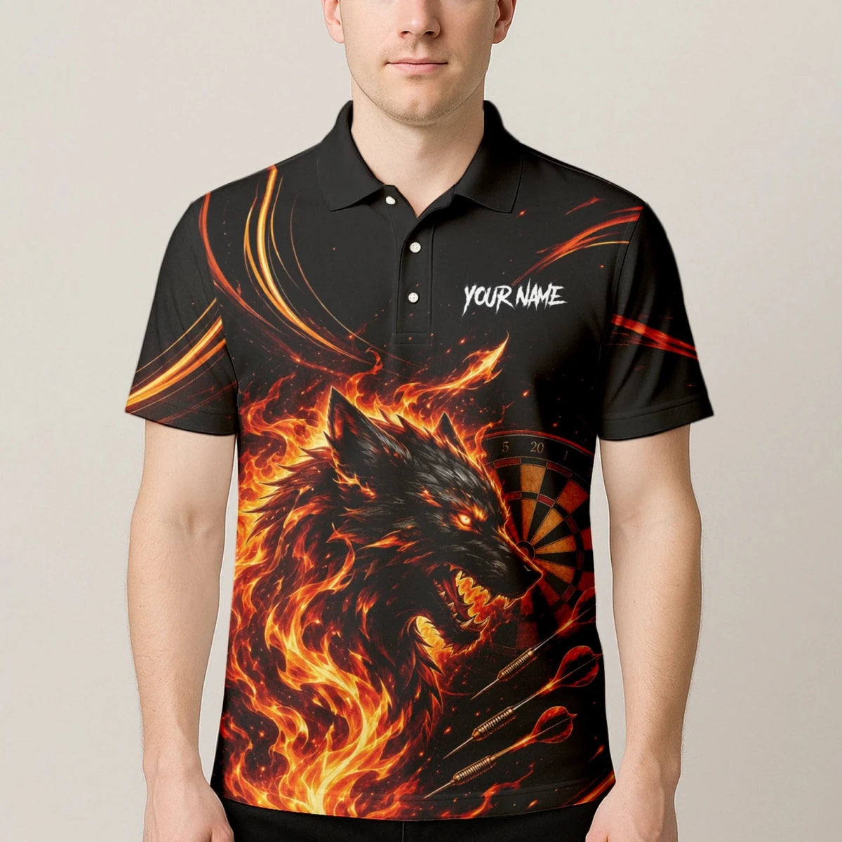 Personalisiertes Flammenwolf Dart Poloshirt für Herren W521 - Outfitsuche