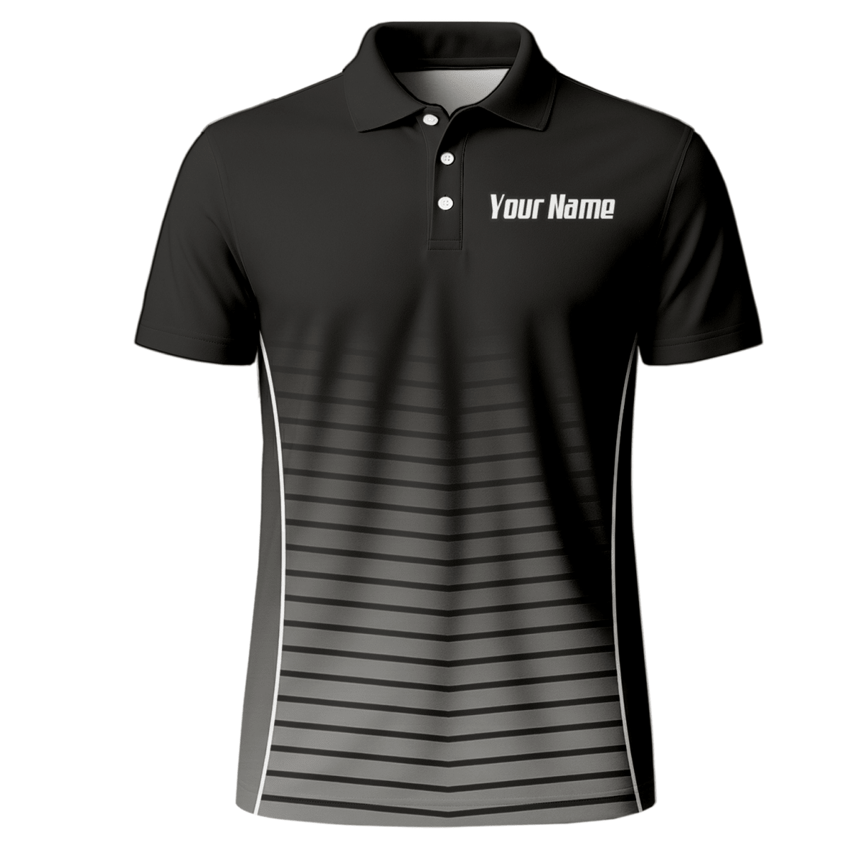 Personalisiertes Forellenangeln Dart - Trikot Polo mit Reißverschluss für Herren, Schwarz - Grau V9509 - Outfitsuche