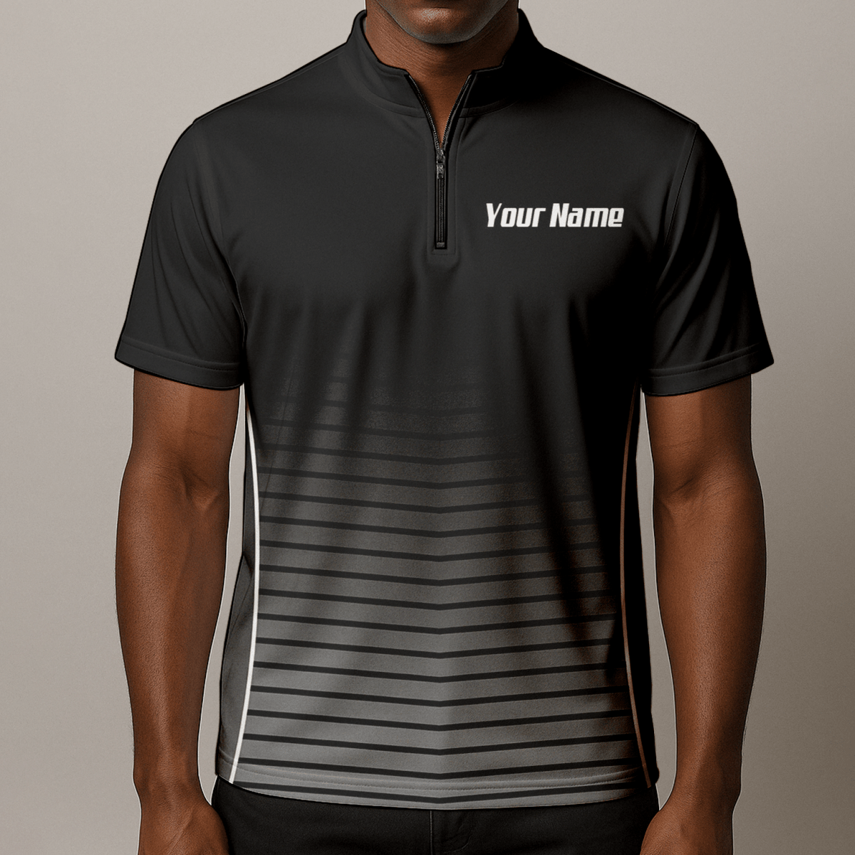 Personalisiertes Forellenangeln Dart - Trikot Polo mit Reißverschluss für Herren, Schwarz - Grau V9509 - Outfitsuche
