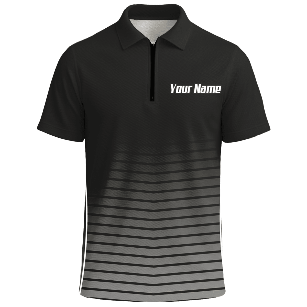 Personalisiertes Forellenangeln Dart - Trikot Polo mit Reißverschluss für Herren, Schwarz - Grau V9509 - Outfitsuche