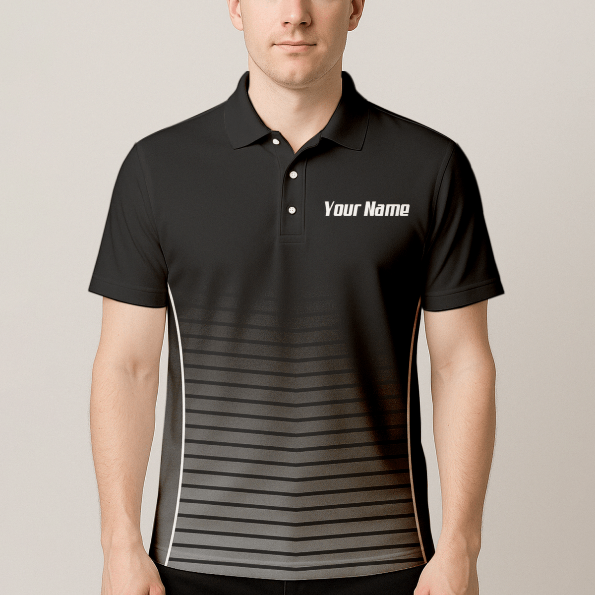 Personalisiertes Forellenangeln Dart - Trikot Polo mit Reißverschluss für Herren, Schwarz - Grau V9509 - Outfitsuche