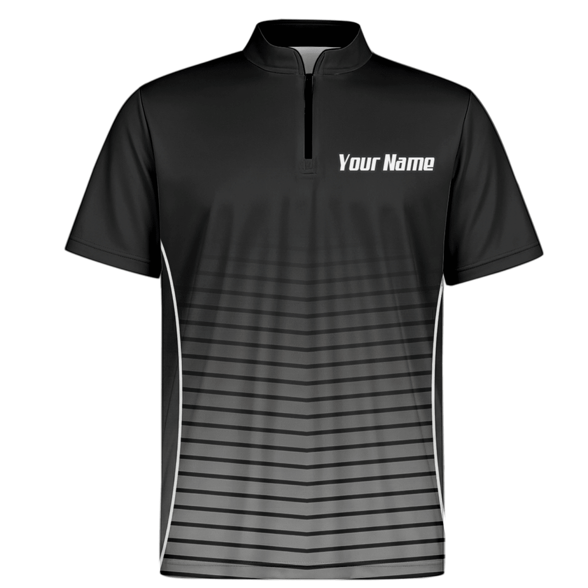 Personalisiertes Forellenangeln Dart - Trikot Polo mit Reißverschluss für Herren, Schwarz - Grau V9509 - Outfitsuche
