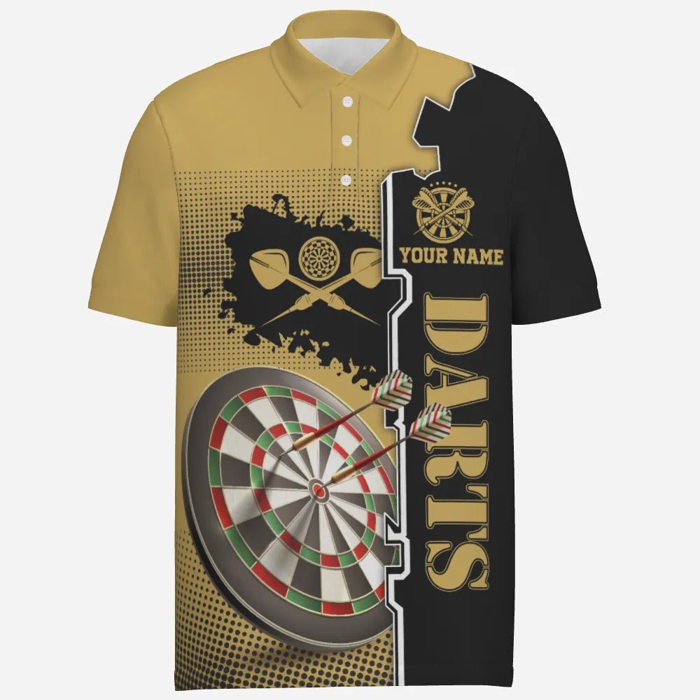 Personalisiertes gelb-schwarzes Herren Darts Polo Shirt, individuell anpassbares Darts Shirt für Männer, Darts Team Trikot C677 - Outfitsuche