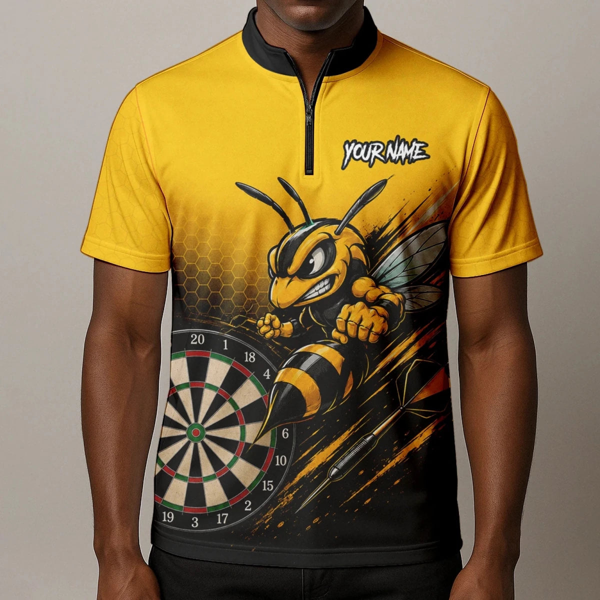 Personalisiertes Gelb-schwarzes Wespen-Dartshirt für Herren F032 - Outfitsuche