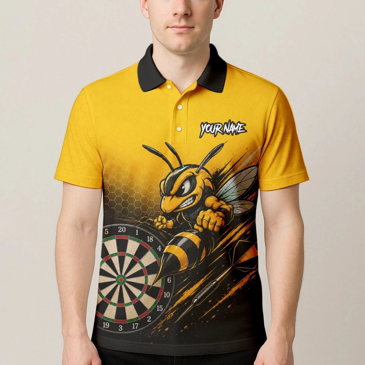 Personalisiertes Gelb-schwarzes Wespen-Dartshirt für Herren F032 - Outfitsuche
