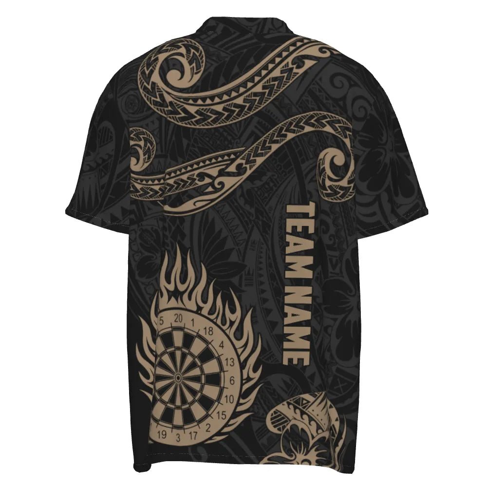 Personalisiertes goldenes Hawaiianisches Tribal Flame Darts 1/4 Zip Shirt, individuell anpassbares Herren Dart Trikot Y732 z - Outfitsuche