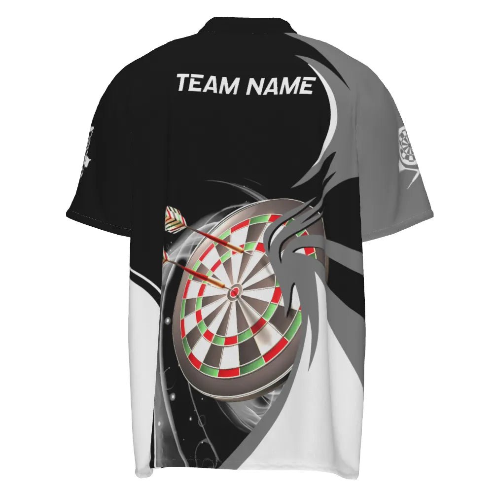 Personalisiertes grau-schwarzes Herren Darts Polo Shirt, individuell anpassbares Darts Shirt für Männer, Dart Trikots e5637 - Outfitsuche